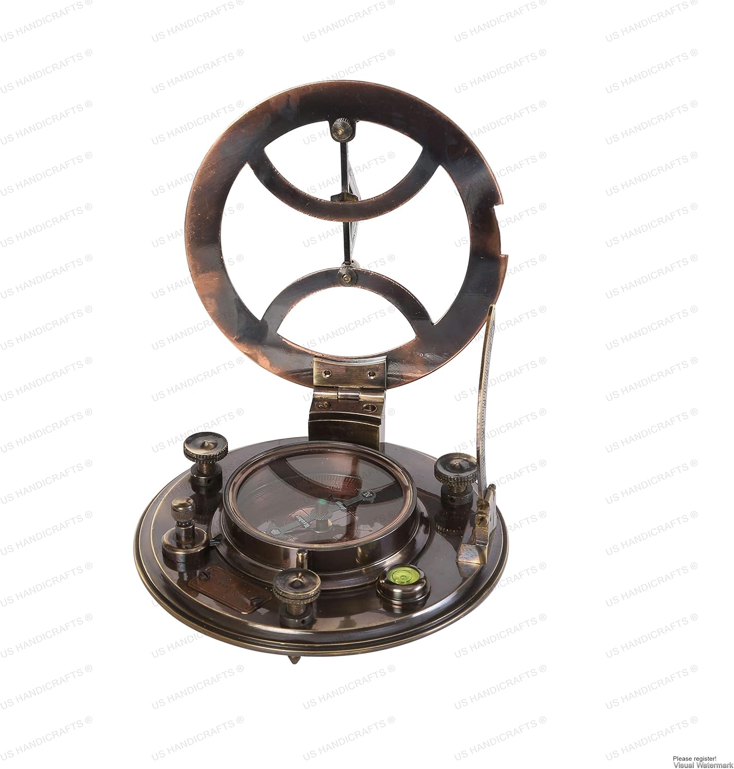 Antique Maritime Decor: Personalized Pocket Sundial Compass - Nautical Decor for Home, for Him, Copper Sailboat Accessories, Engraved Compass Gift