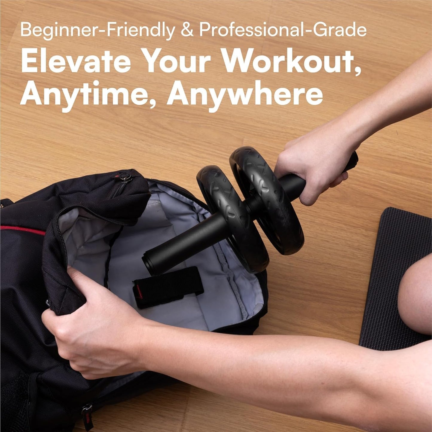 Ab Roller Wheel for Core Workout - Dual Glide Wheels & Thick Knee Pad Mat