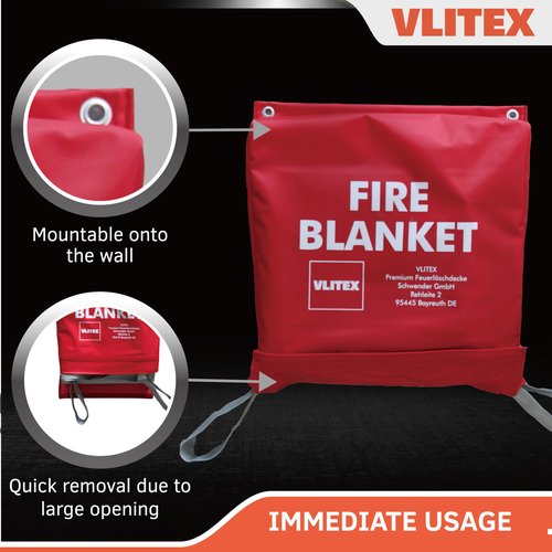 VLITEX Extra Large Fire Blanket (118 x 157 in - XL) | Engineered in Germany | Lithium Battery & Emergency Fire Suppression Blanket | Certified Fireproof Silicone & E-Fiberglass