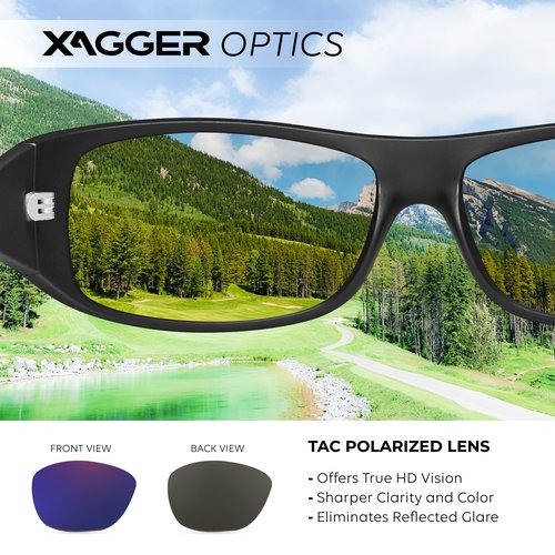 Xagger Sports Polarized Sunglasses for Men Wrap Around TR90 Frame Driving Fishing Running Sun Glasses