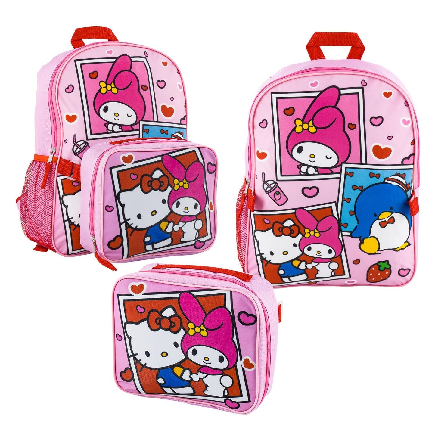 Fast Forward Hello Kitty & My Melody16 inches Backpack With Matching Lunch Bag Set- 99144