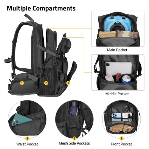 CVLIFE Tactical Hydration Backpack 3L, Lightweight Water Bag Hydration Pack, Hiking Backpack with Water Bladder for Men Women, Heavy Duty Molle Water Backpack for Cycling, Running, Hunting Black