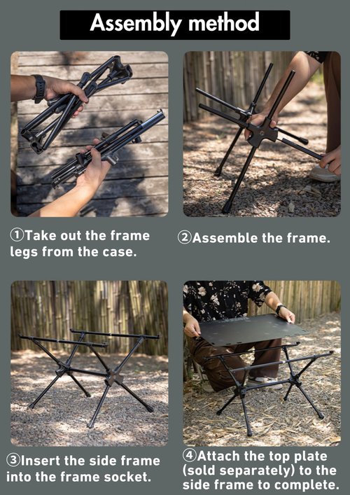 camping moon Tactical Table Legs for Worktop Top Plate T-510-ZJ