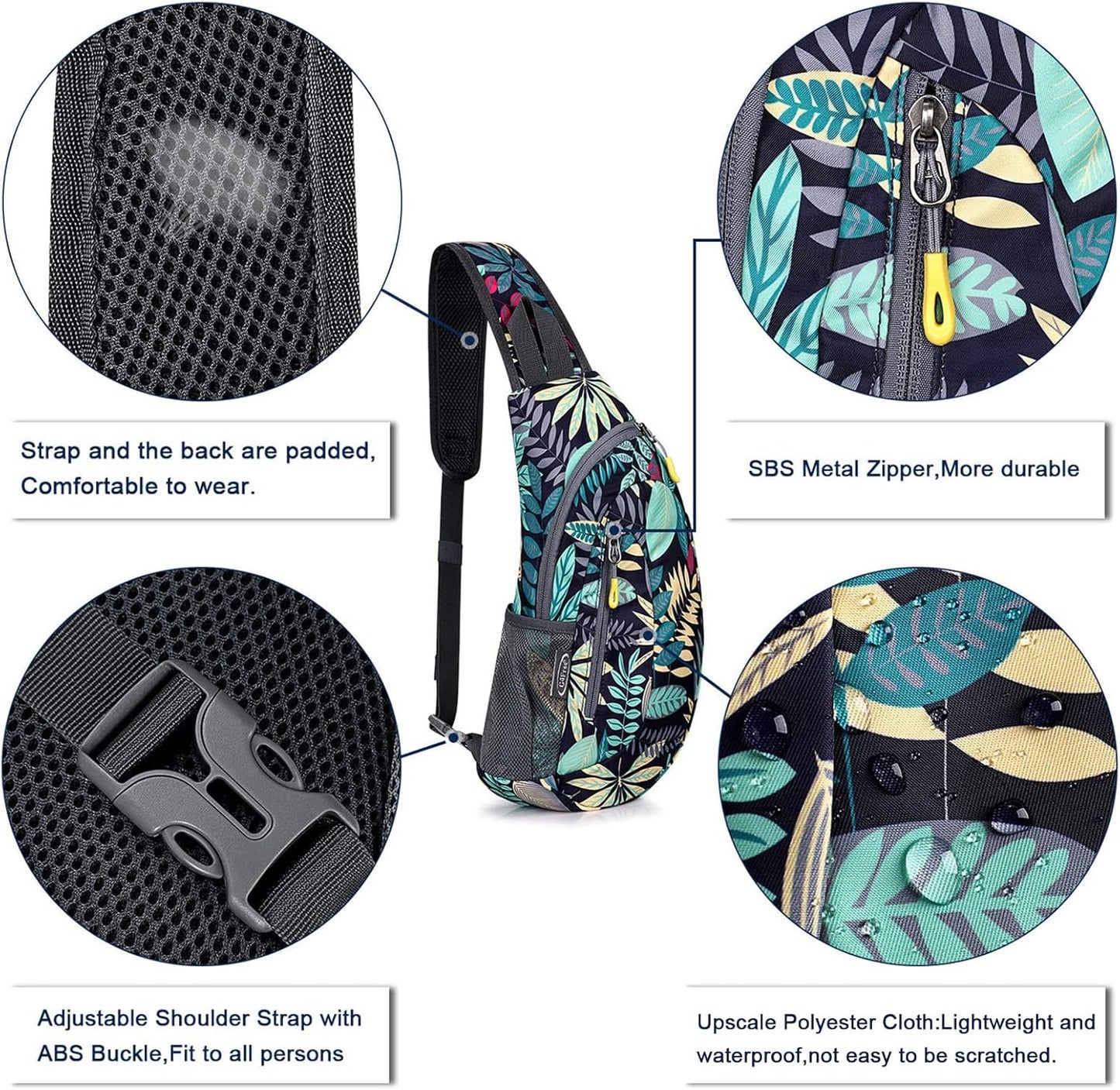 G4Free Sling Bag for Men Women, Small Crossbody Backpack Lightweight Chest Shoulder Bags for Travel, Outdoor and Sports (Black)