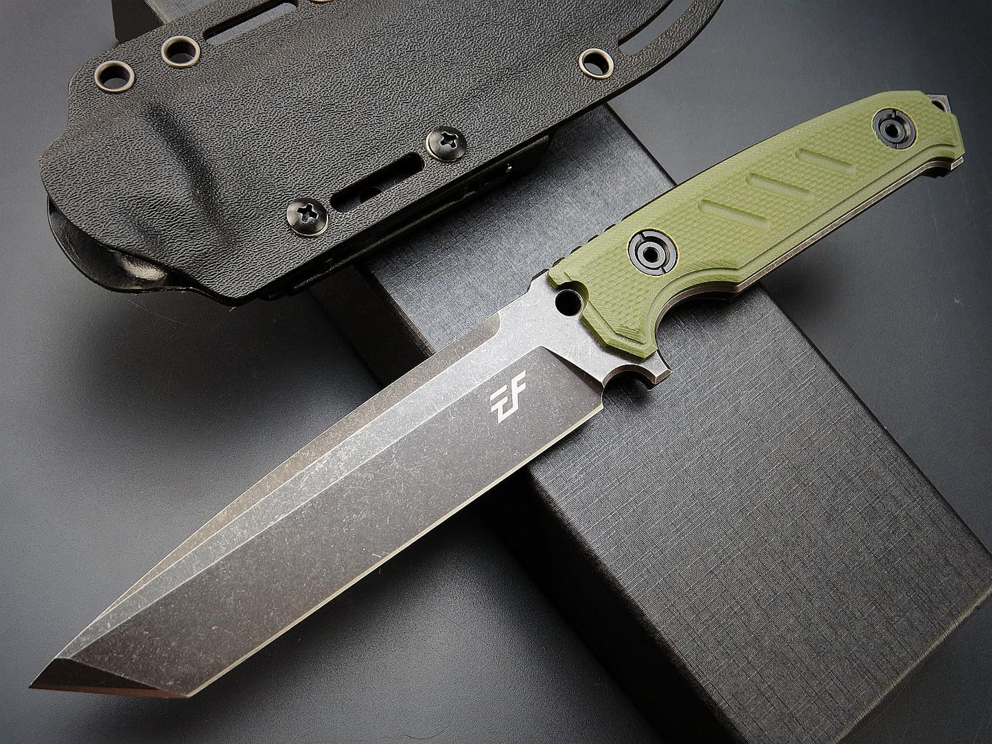 Eafengrow EF129 Fixed Blade Knife, DC53 Steel Tanto Blade,G10 Handle Full Tang Fixed Knifes Straight Knife for Camping Hunting Adventure Survival and EDC Tool(Army Green)