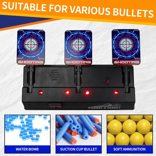 NSUKAKULU Three Bullseye Target Digital Display Design, Automatic Pop-Up Function, Shooting Competition Training (Three Bullseye Target)
