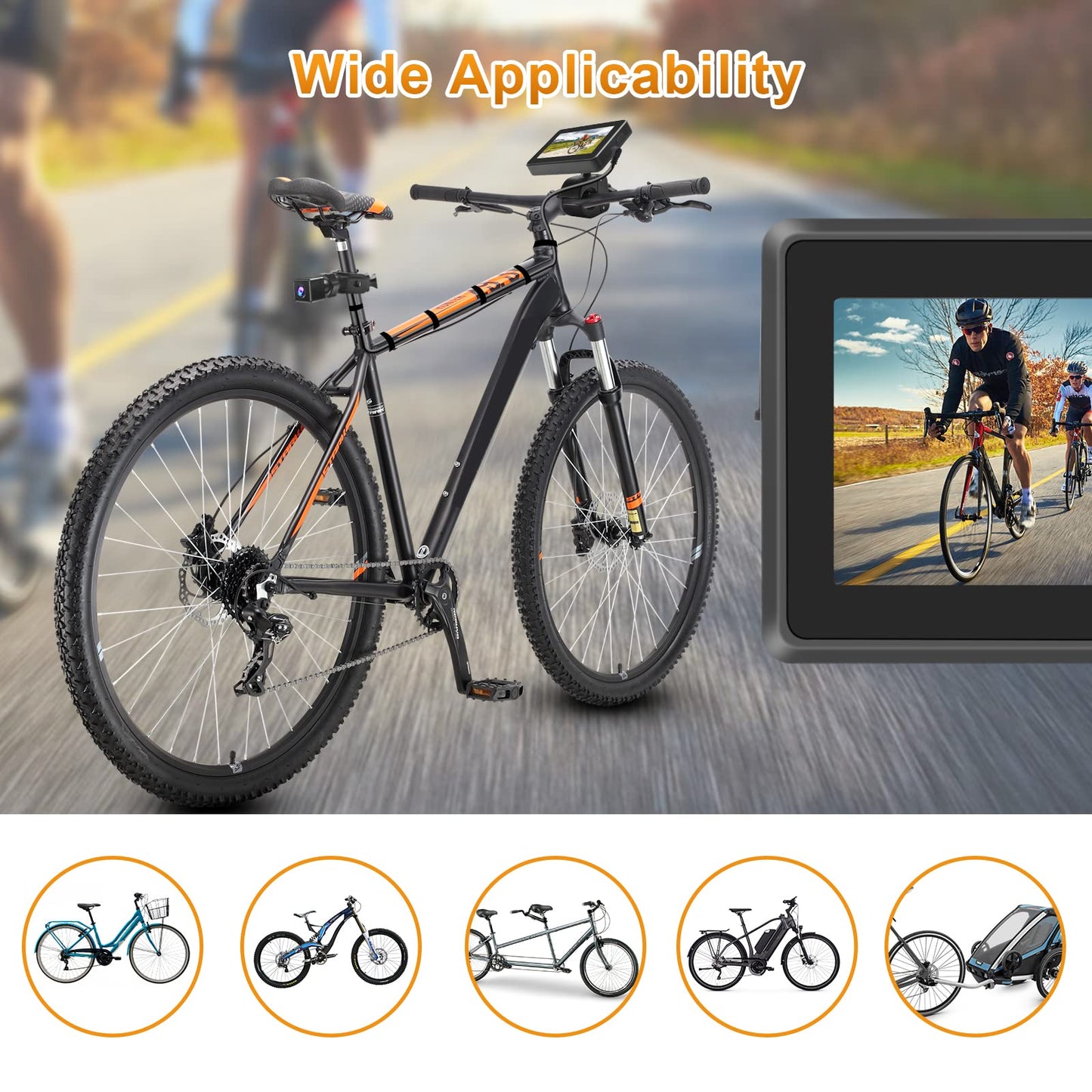 ATOVANKA Bike Mirror Camera with 115°Wide Angle, 4.3" HD 1080P Monitor Bike Rear View Mirror, Night Vision Bike Camera for Handlebars, Adjustable Bicycle Mirror for E-Bike,Mountain, Road Bike