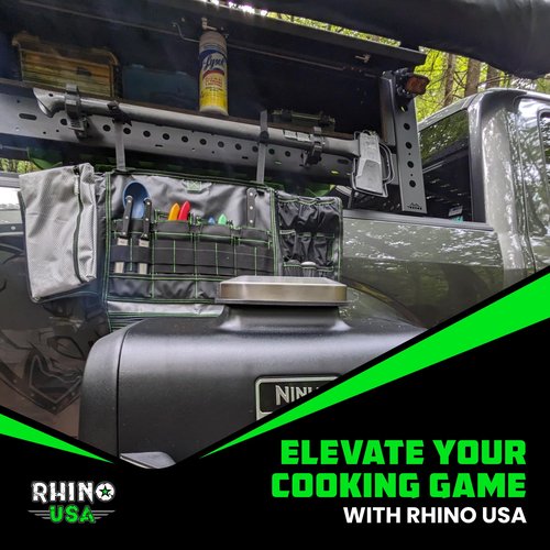 Rhino USA Camping Kitchen Organizer: Ultimate Overland Camp Accessory For Outdoor Cooking, Spice Rack, Utensil Storage and More!