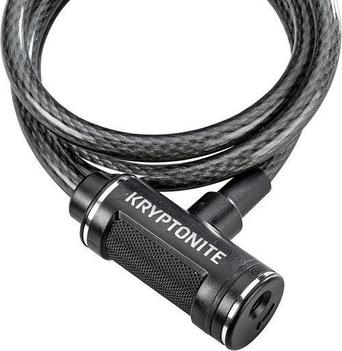 Kryptonite Bike Lock Cable, 6ft. x 12mm Braided Steel Cable Anti-Theft Security Bicycle Lock with Keys for Outdoor Equipment, Bicycles, Scooters, Fence, Gate,Black