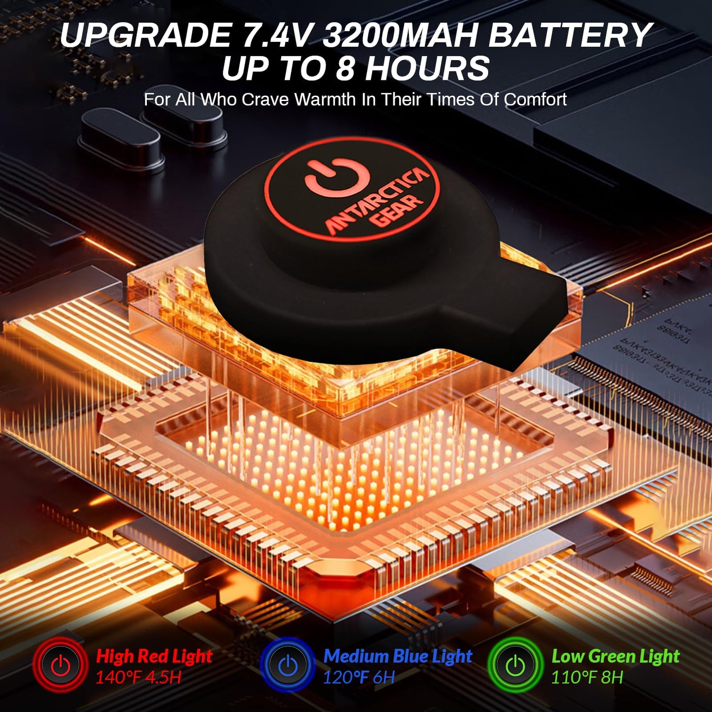 Antarctica Gear Heated Gloves for Men and Women, Winter Ski Gloves with 2 3200mAh Battery Packs, Rechargeable Heating Warm Gloves for Motorcycle for Hiking Camping Hunting