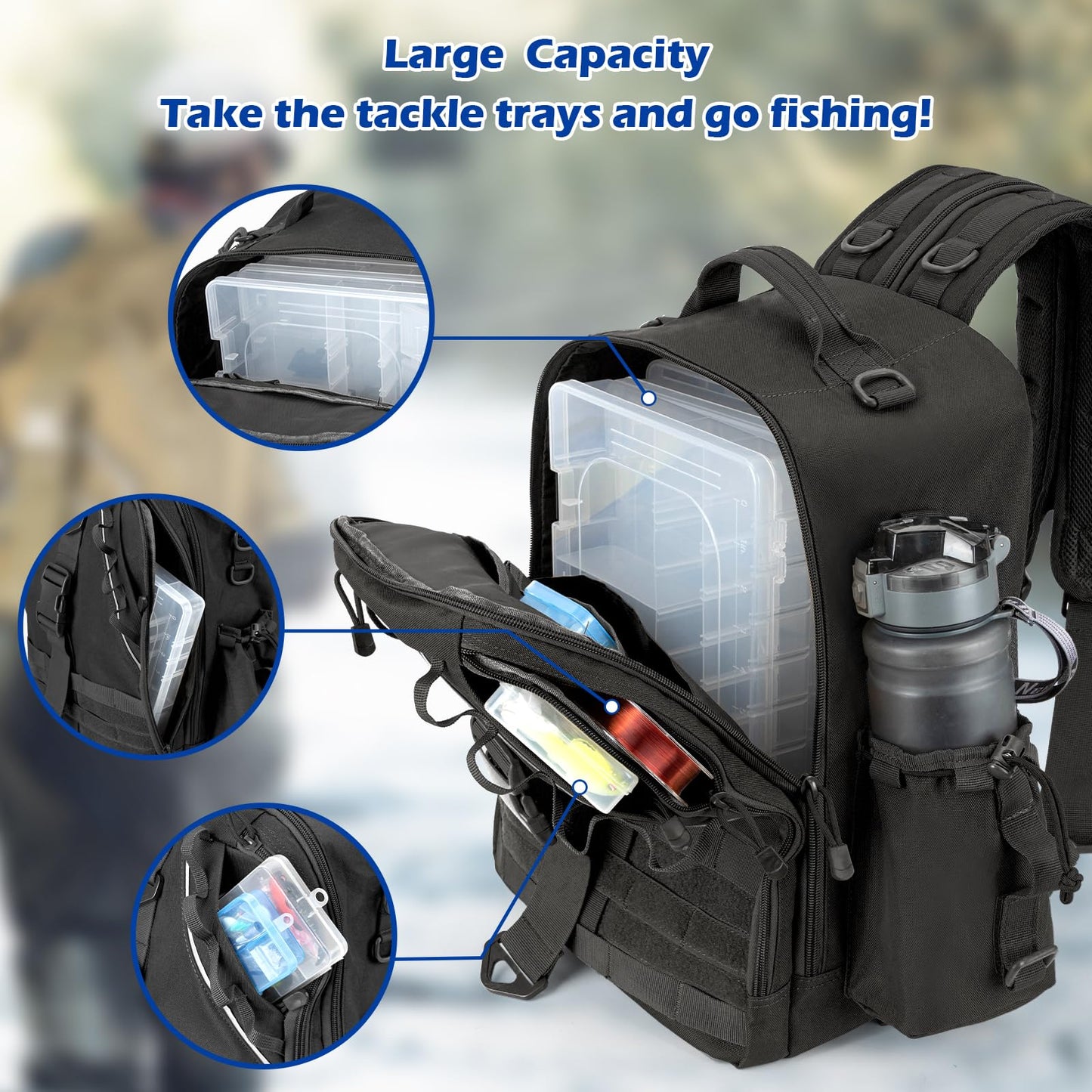 Jueachy Drop Leg Bag+Jueachy Fishing Tackle Backpack