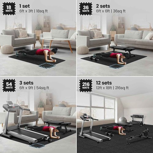 18-Piece EVA Interlocking Gym Mats Set - 12.6” Foam Floor Tiles for Home Workout & Fitness