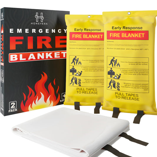 2 Pack Fire Blanket - Home and Kitchen Emergency Fire Blankets for Safety, Easy to Use for Fire Suppression & Kitchen Fires, Fiberglass Fire Blanket