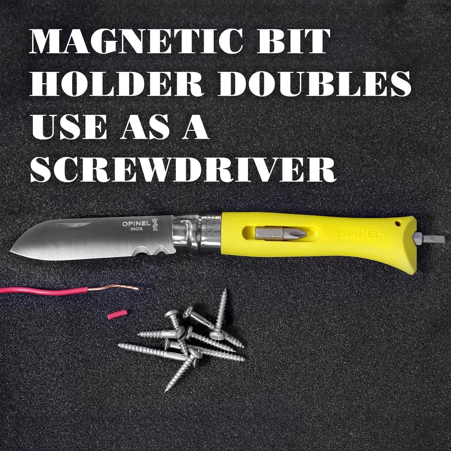 Opinel No.09 DIY - Stainless Steel Folding Pocket Knife and Multi-Tool, Wire Stripper, Screwdriver, Made in France