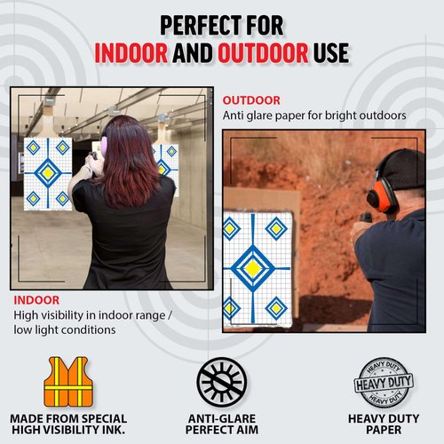 Heavy Duty SightIn 48 Paper Targets - Indoors & Outdoor Targets for Rifle & Pistol Shooting - Gun Range Accessories