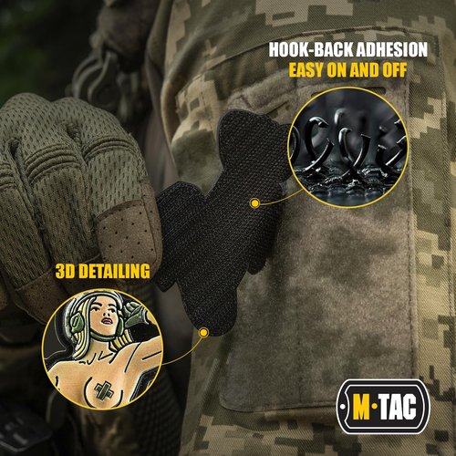 M-Tac Morale Patch Tactical Girl - PVC Tactical Military Patch with Hook Fastener Backing - Patches for Vest, Backpacks, Hats (Tattoo 5)