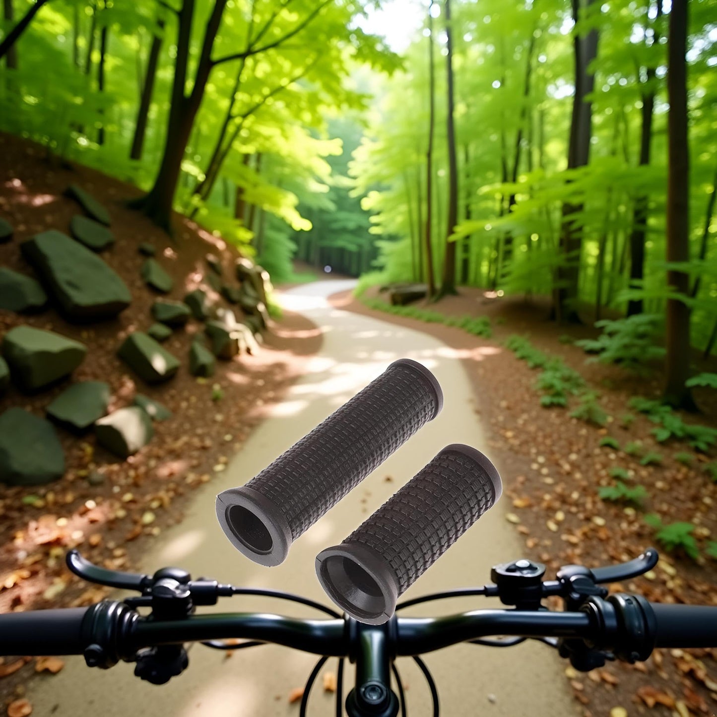 2PCS Bike Long/Short Handlebar Grips for Twising Shifter, Shockproof Anti Slip for MTB Parts, Cycling Parts and Components Anti Slip Soft Rubber Handlebars, Headsets and Stems(Black)