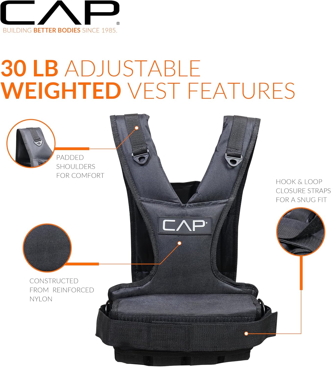 Adjustable Weighted Vest by CAP Barbell | Custom Fit for Enhanced Workouts