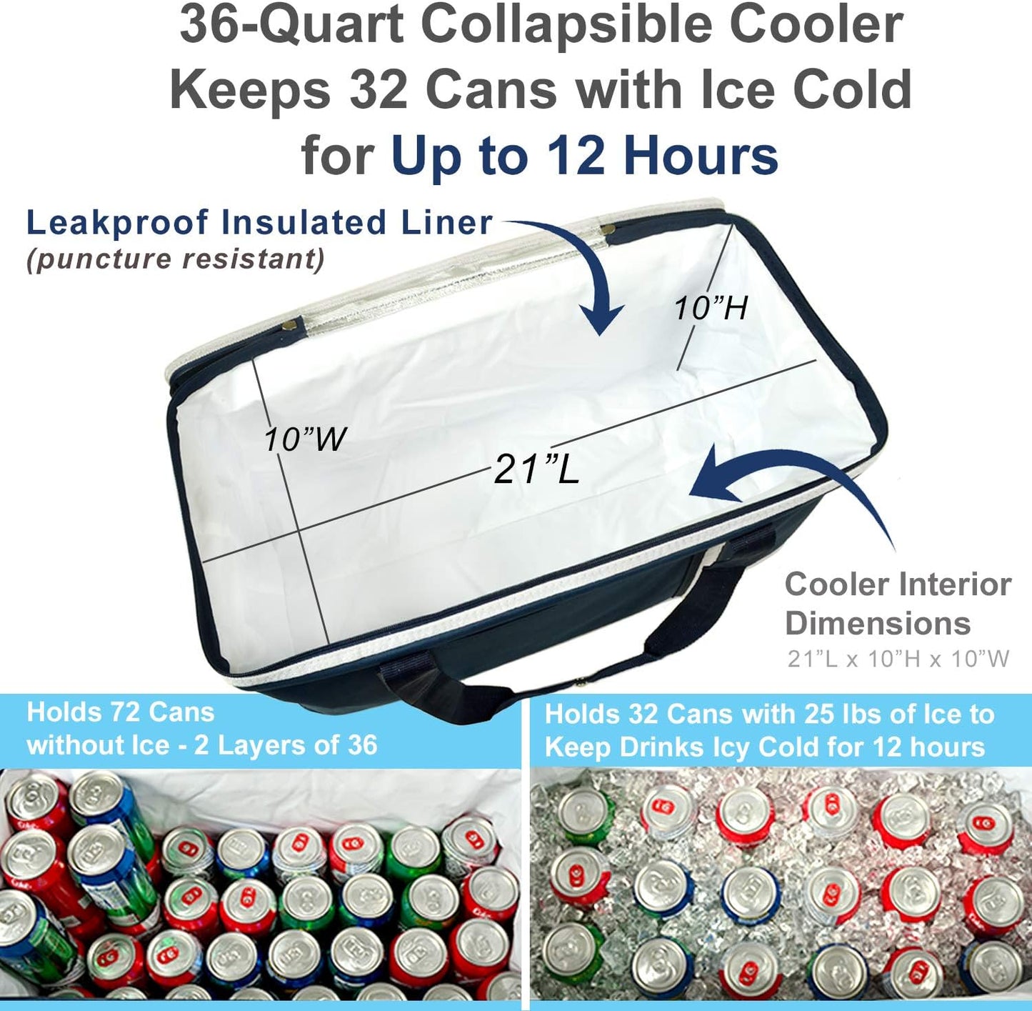 Picnic at Ascot Travel Cooler with Wheels- 64 Can Capacity- Collapsible Leakproof Cooler- Designed & Quality Approved in The USA