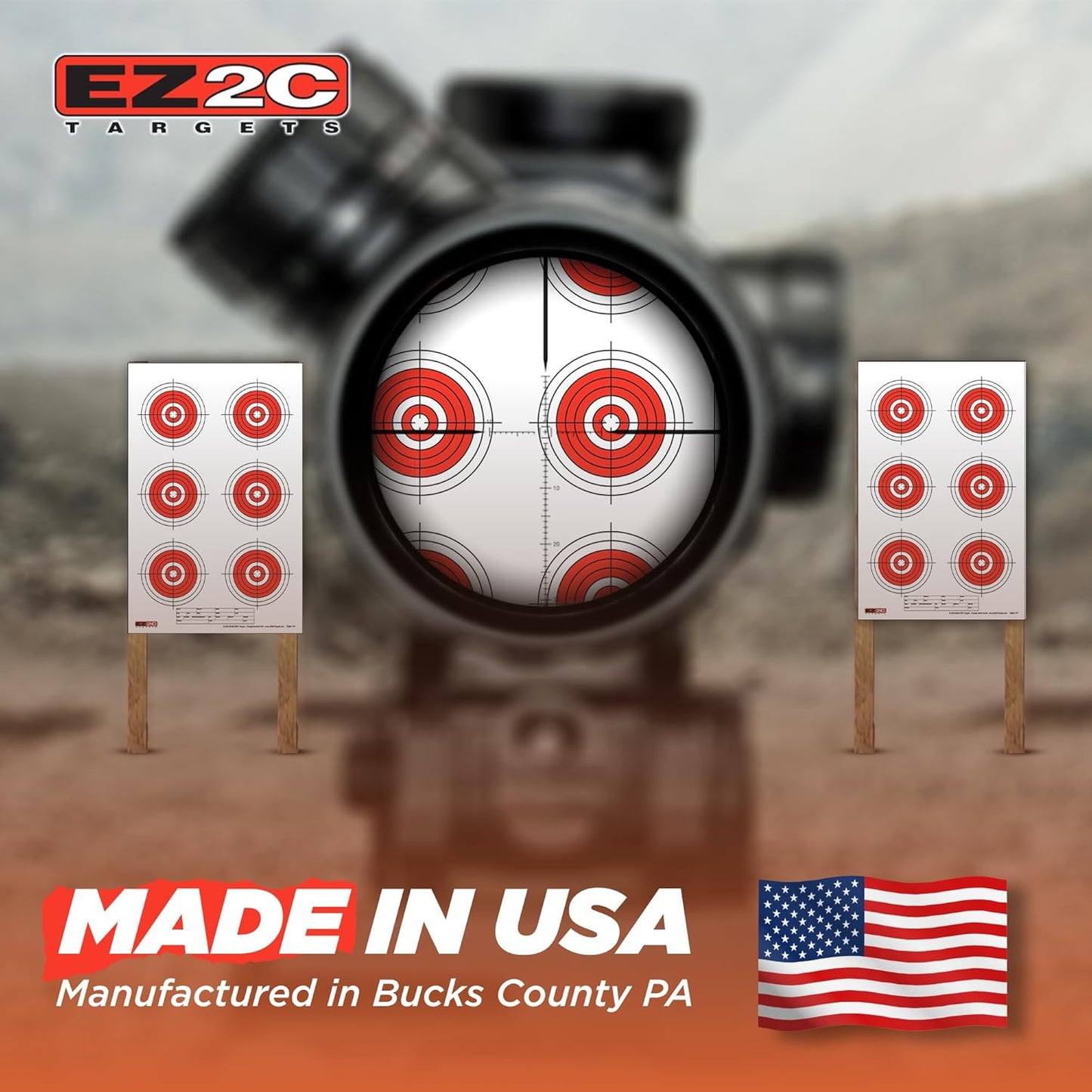 25, 50, 75 Yard Rifle Targets (25 Pack), Long Range Shooting Paper Targets (100 yd), Bullseye Target Style, High Visibility Firearms, Pistol, Airsoft and BB Gun Rifles Target 11" x 17"