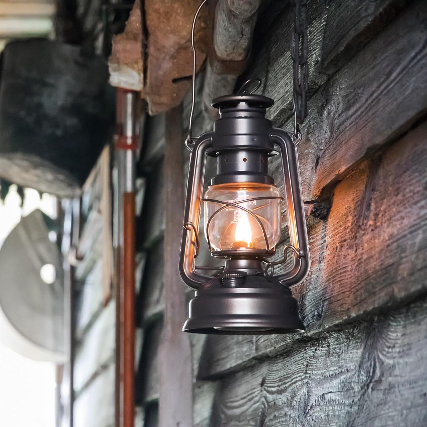 Outdoor Kerosene Fuel Lantern, German Made Weather Resistant Baby Special 276 Galvanized Hurricane Lamp for Camping or Patio, 10 Inches, Bronze