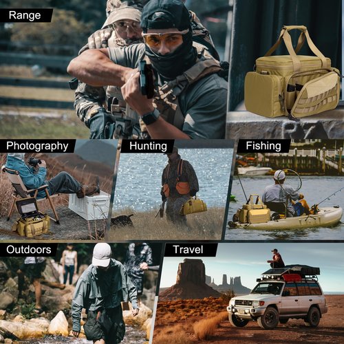 ONETIGRIS Gun Range Bag, Hunting Shooting Range Bags for Handgun with 3 Removable Dividers 6 Elastic Mag Strap, Duffle Bag for Shooting, Fishing, Hiking, Outdoor, Sports