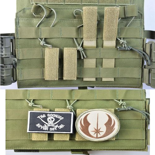 BSGB 6PCS Hook and Loop Adapter Strips for Tactical Vest, Morale Patches, Functional Patch Panel, Molle Strips Attachment for ID Badges and Insignia (Green)