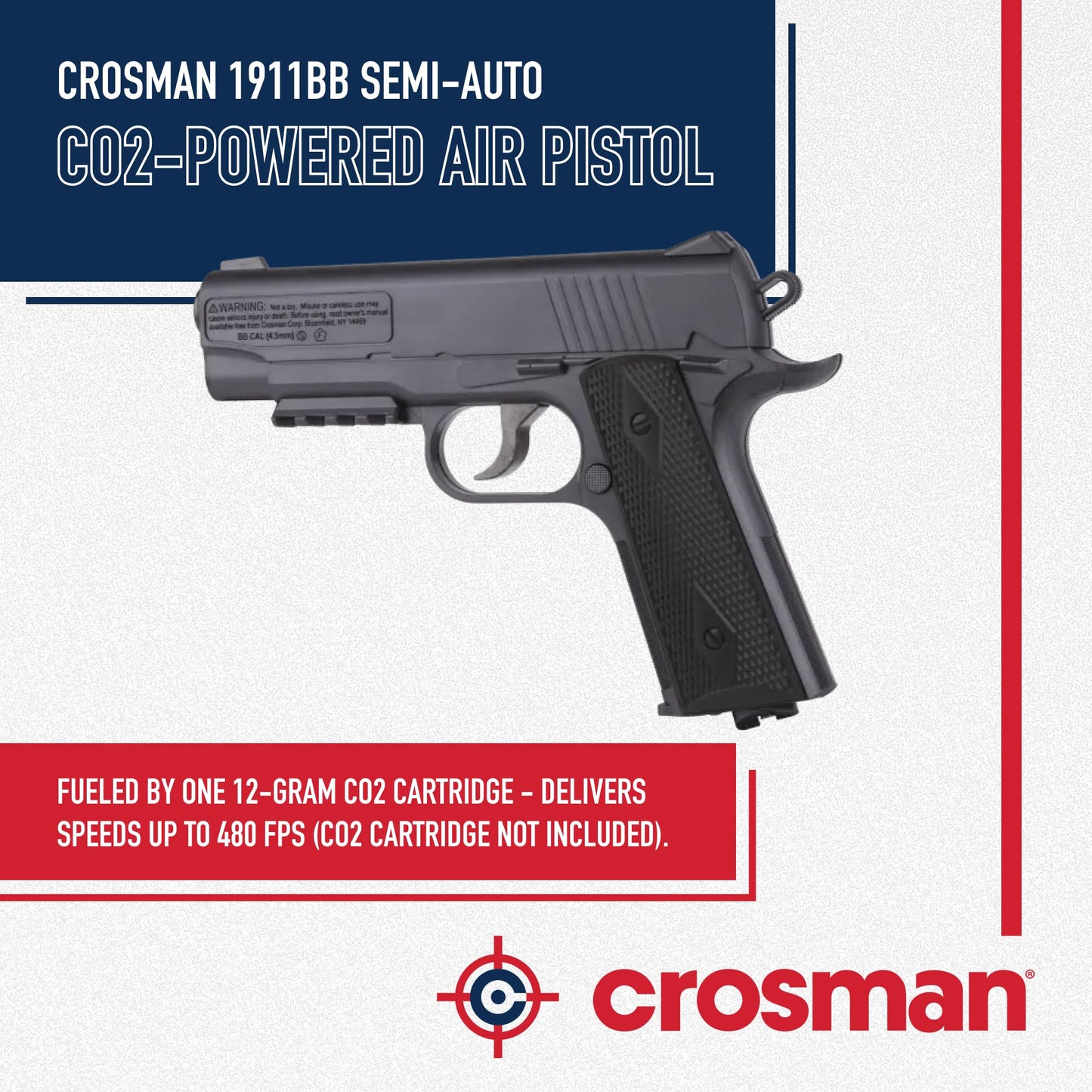 Crosman 1911BB 40001 Semi-Auto CO2-Powered BB Air Pistol