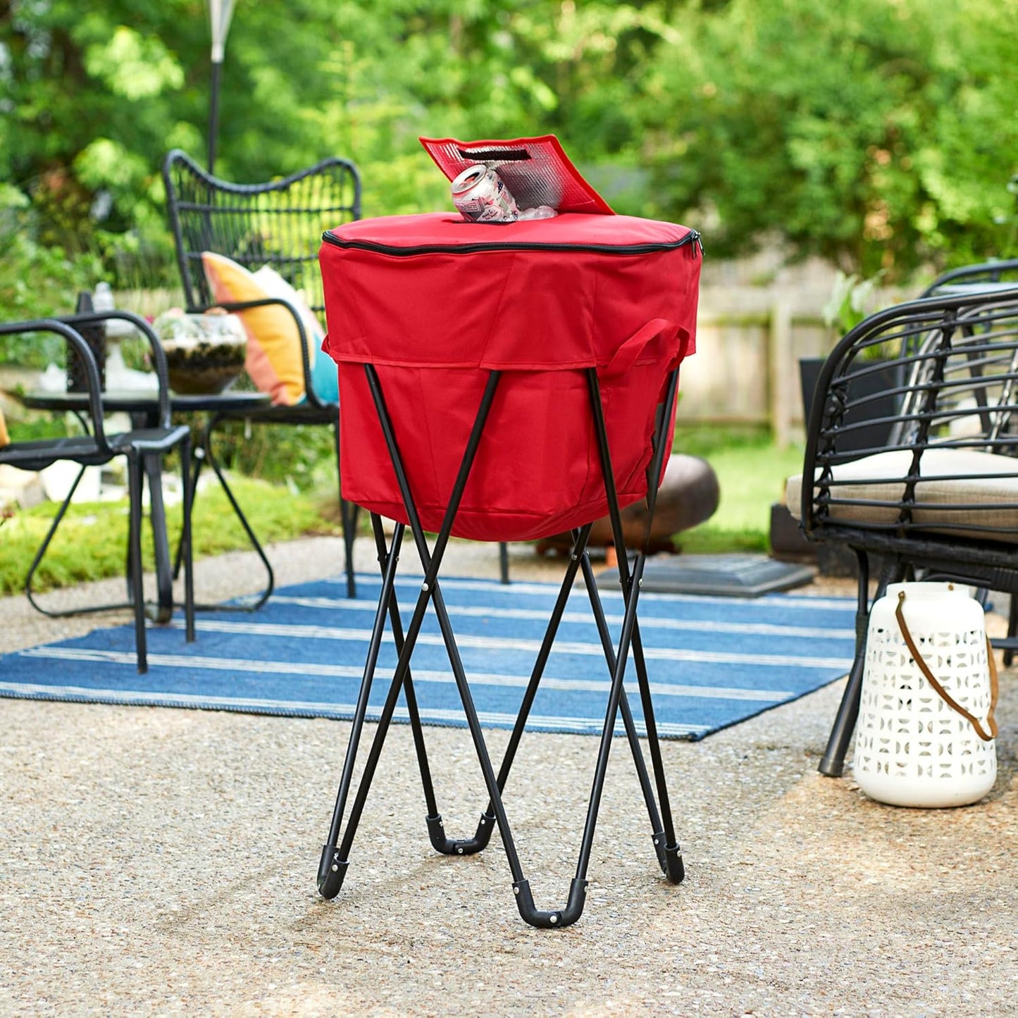 Thermal Standing Cooler with Travel Bag - Heavy-Duty Polyester Household Essential