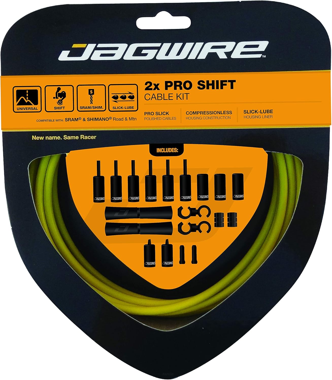 Jagwire - 2X Pro Universal Gear Shift Kit | for Road, MTN and Gravel | Compatible with SRAM and Shimano Gears, Polished Stainless Steel Cables, 10 Color Options