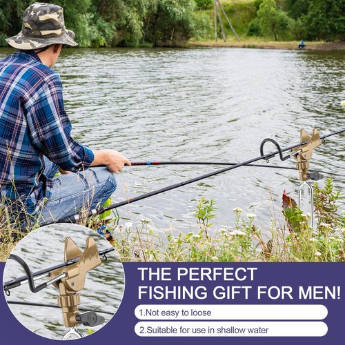 Libima 4 Pieces Fishing Rod Holders for Bank Fishing Upgraded Stainless Steel Fishing Pole Holders 360 Degree Adjustable Fishing Rod Stand for Men Father Beach Fishing Equipment Birthday Gift (Gold)