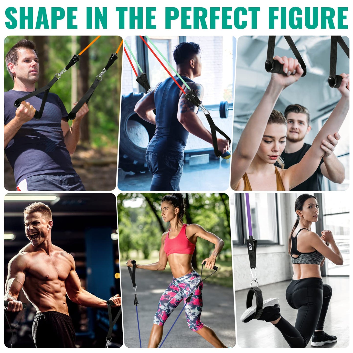 Heavy Resistance Bands Set for Working Out - Exercise Bands With Door Anchor and Handles - Stretch Bands for Fitness, Workout, Ligas Para Hacer Ejercicio