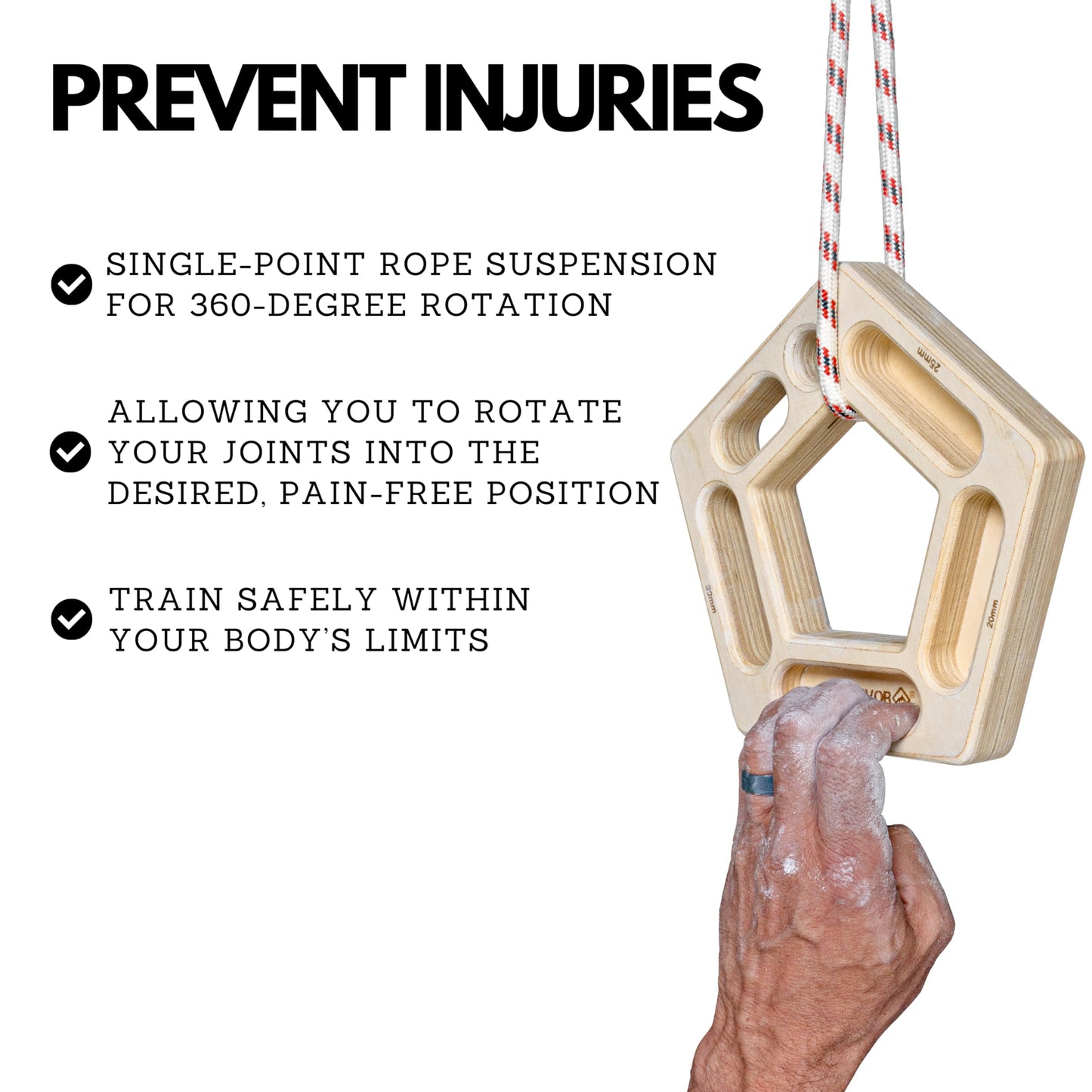 SURVIVOR Hangboard - Rock Climbing & Bouldering Training Board - Fingerboard for Hanging & Climbing Practice - Pull Up Holds for Increased Finger & Forearm Grip Strength (Pentaboard+)