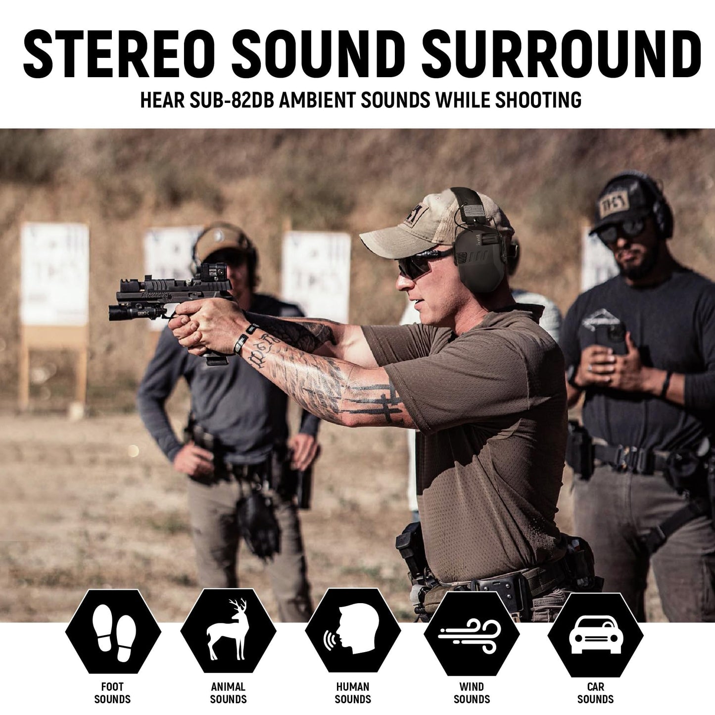 ACT FIRES Shooting Ear Protection for Gun Range, Active Noise Reduction NRR 23dB, Shooting Ear Muffs Hearing Protection