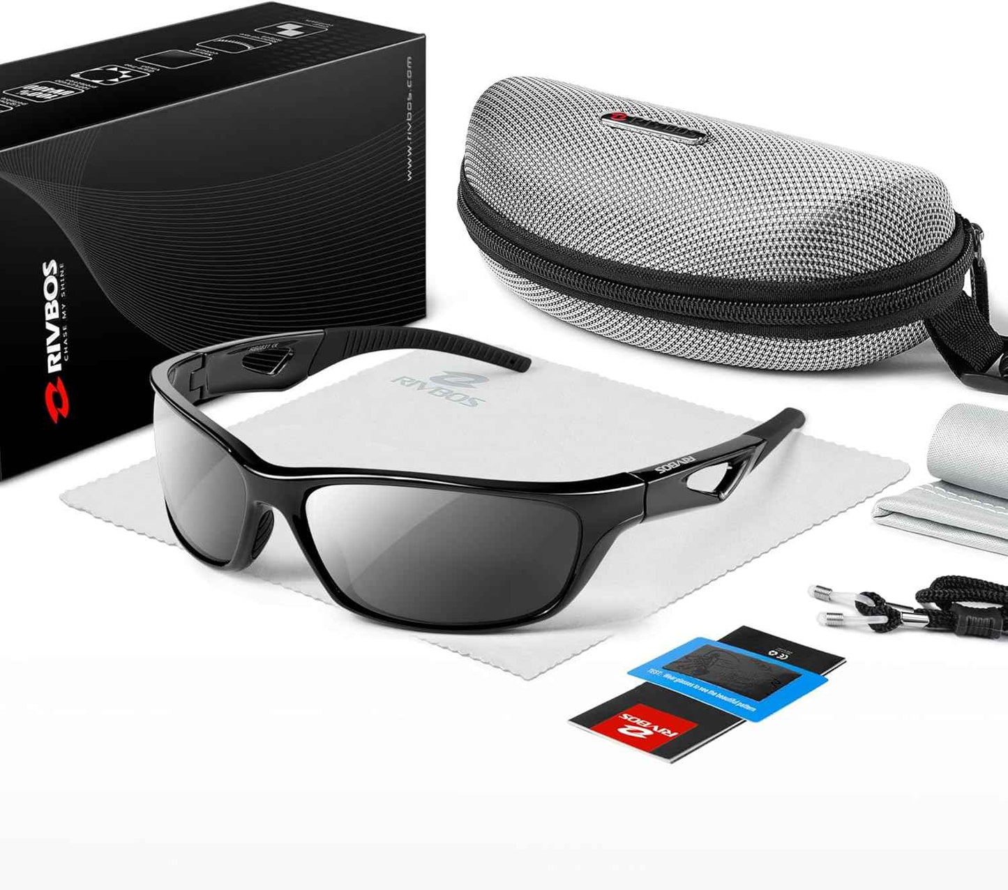 RIVBOS Polarized Sports Sunglasses for Men & Women - TR90 Frame for Cycling, Fishing, Running