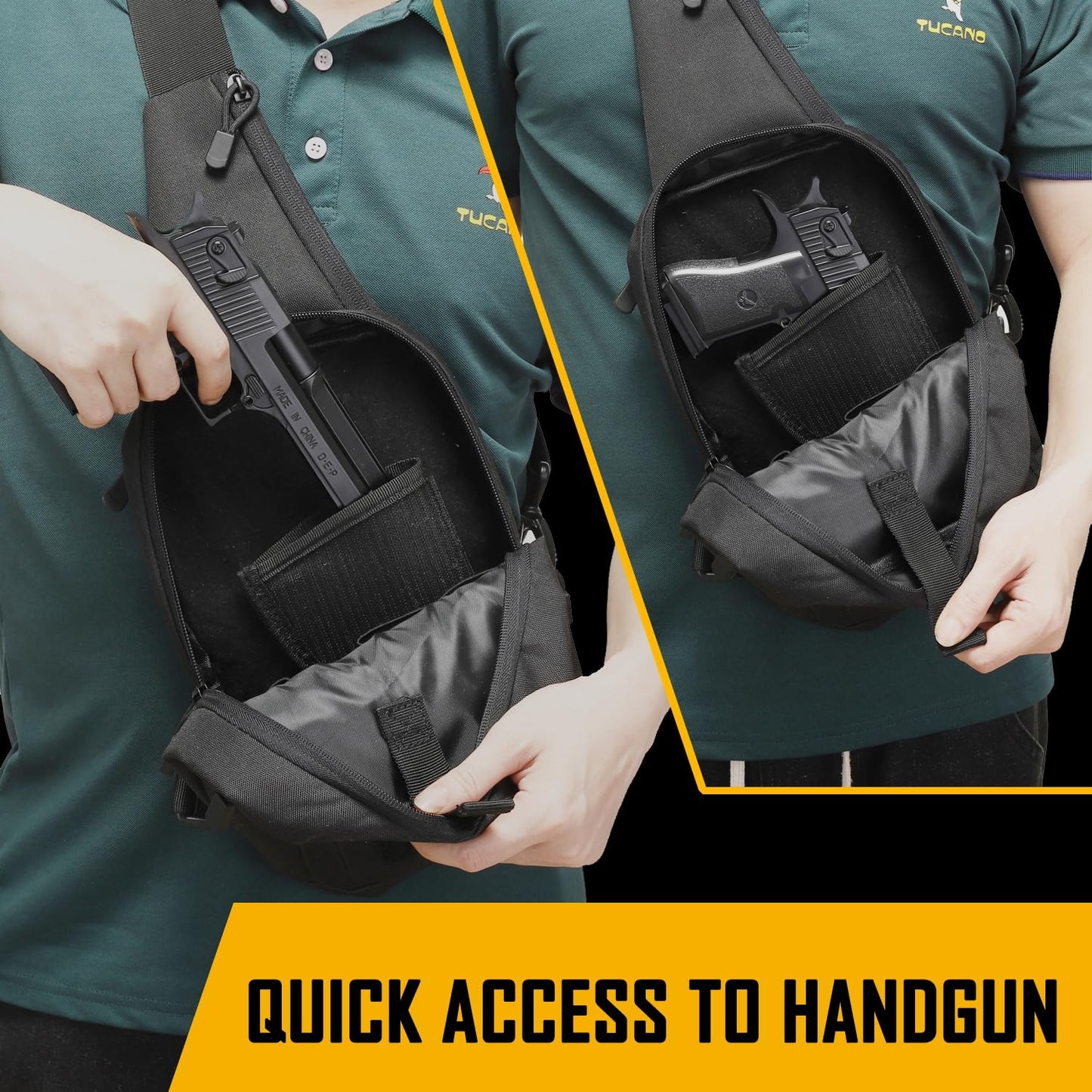 WCALULEG Concealed Carry Crossbody Gun Bag for Men, Ccw Sling Bag Tactical Shoulder Chest Pack Range Bags for Handguns (Black)