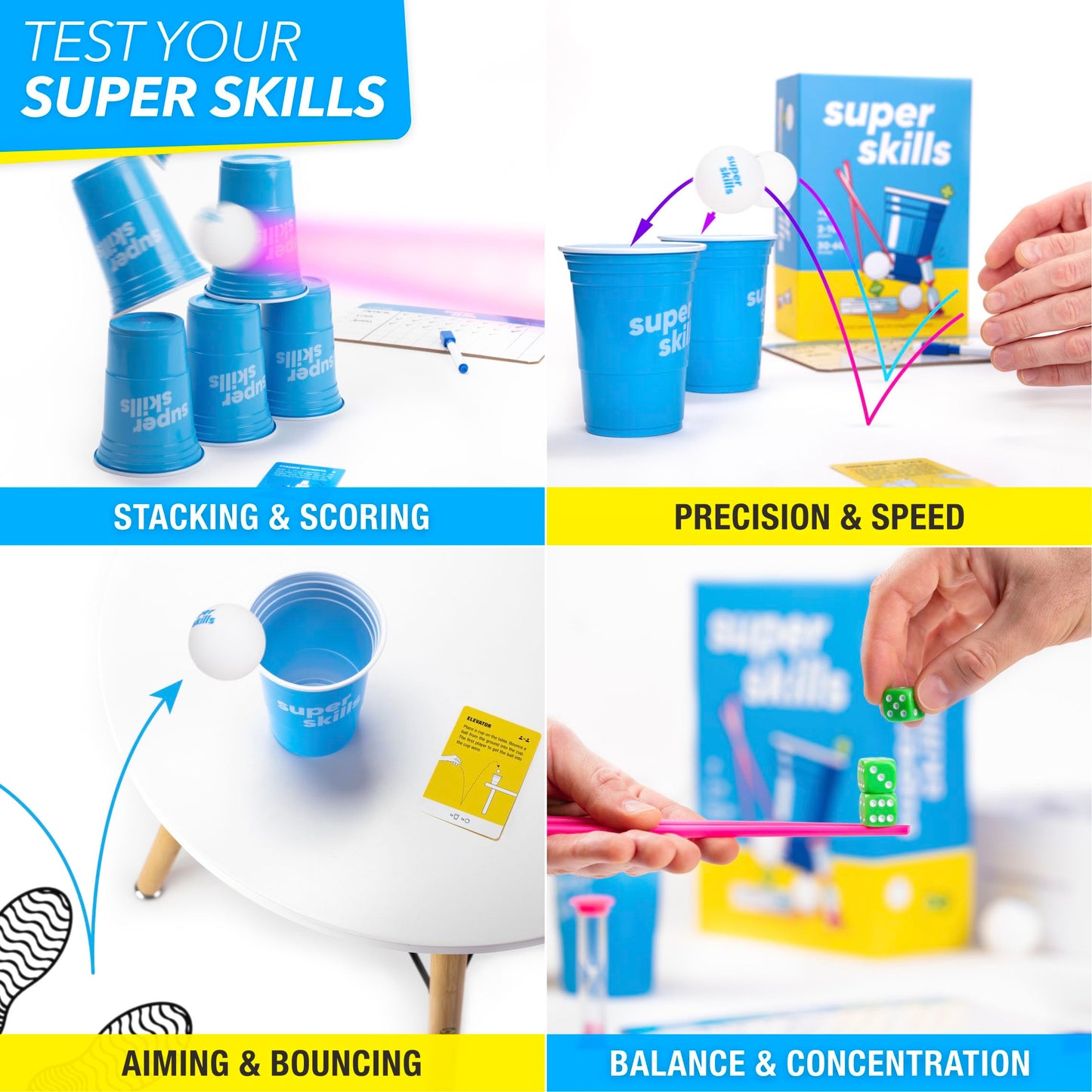 Super Skills - Action Game for Competitive People - Beat Your Friends at 120 Challenges - Fun Group Activity for Family Night or Party with Kids, Teen