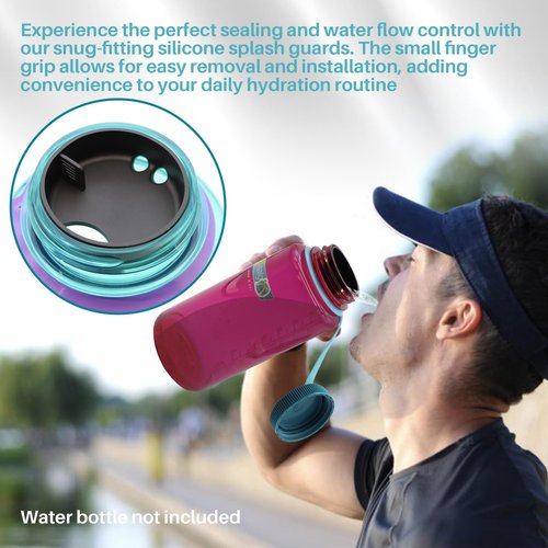 LUTQ 2-Pack Silicone Splashguard for Nalgene, Splashguard Lid for Nalgene Splash Guard 32 oz 53mm Wide Mouth Water Bottle Accessories, for All Wide-Necked Bottles with 53 mm Opening