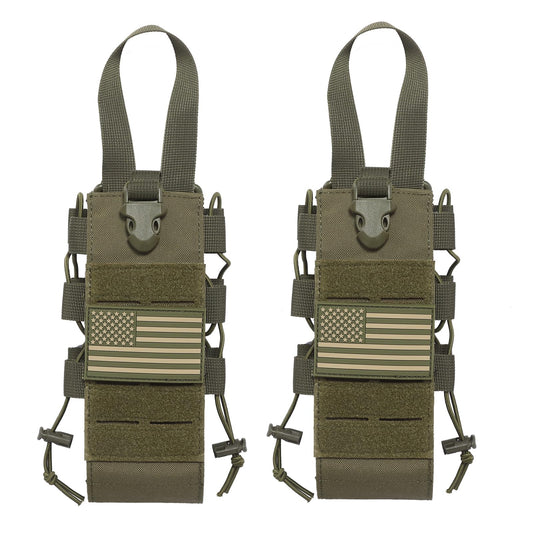 Molle Water Bottle Holder Molle Pouch Carrier,Tactical Water Bottle Pouch,Water Bottle Carrier with Strap,Tactical Molle Water Bottle Pouch,Water Bottle Holder Carrier for Walking (2 PCS GREEN)