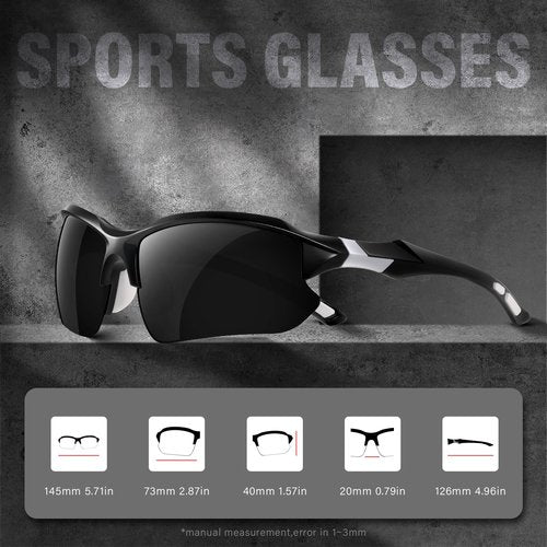 DioKiw Sports Polarized Sunglasses for Men Cycling Running Fishing UV Protection Sun Glasses Lightweight Half Frame Goggles-XH