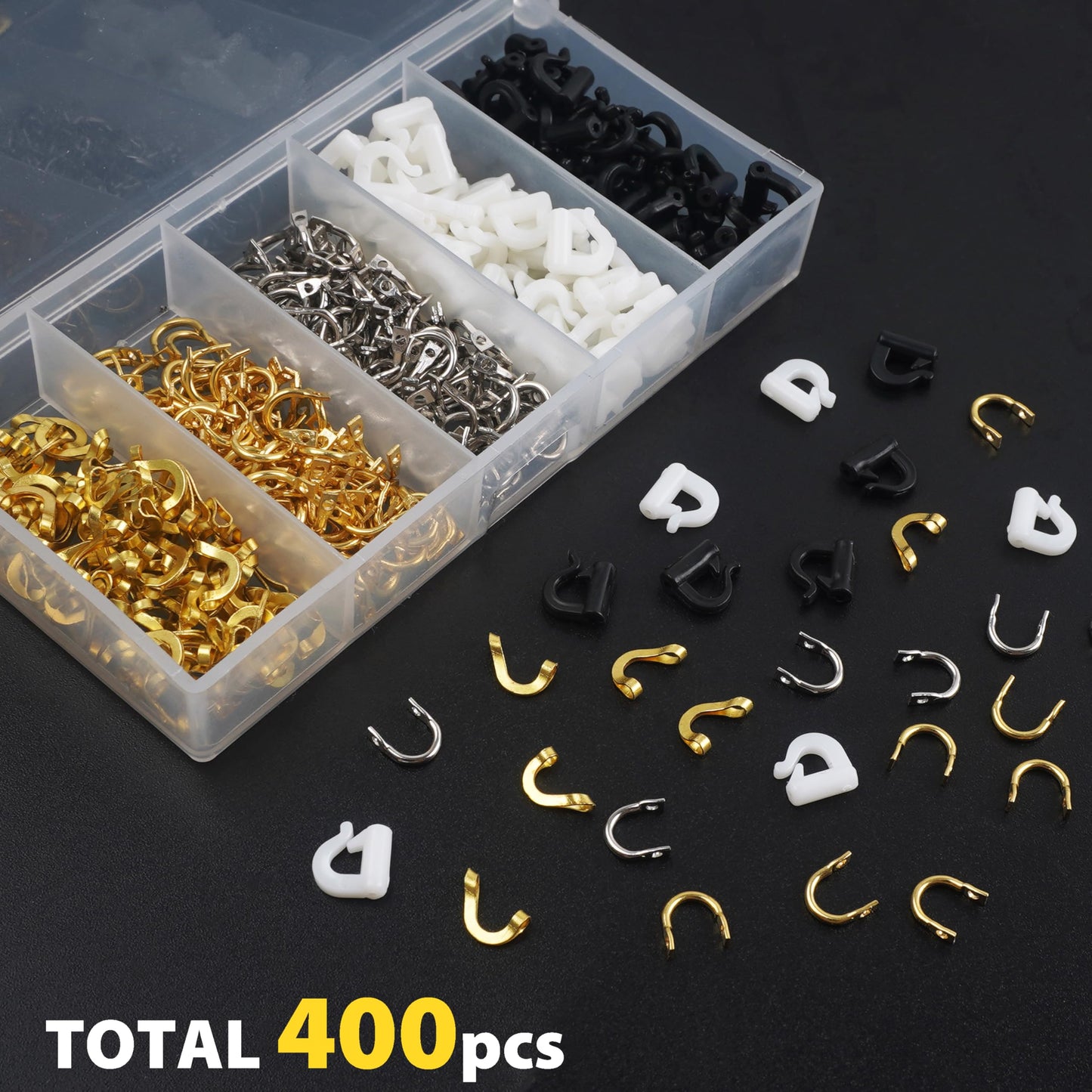 Fishing Spinner Clevis Kit,400pcs Easy Spin Spinner Clevis Quick Change Spinner Blades Clevis Folded Clevis for Lure Making Supplies Walleye Spinner Rig Crawler Harness Spinner Making Clevis