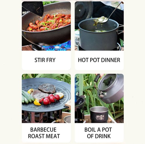 Husyop 3 in 1 Portable Windproof Camping Stove Gas Cooking Burner, 21000W Propane Burners with Piezo Ignition and Carrying Bag for Outdoor Backpacking Picnic Hiking