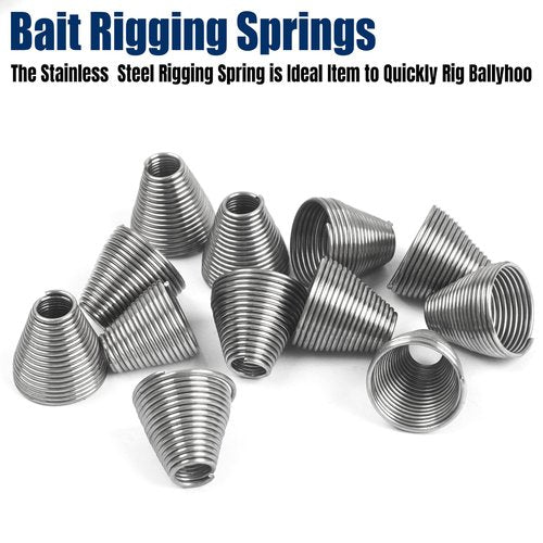 Ballyhoo Bait Spring 30pcs Stainless Steel Ballyhoo Rigging Springs for Saltwater Ballyhoo Bait Fishing and Trolling, Size S, L (S+L-30pcs)