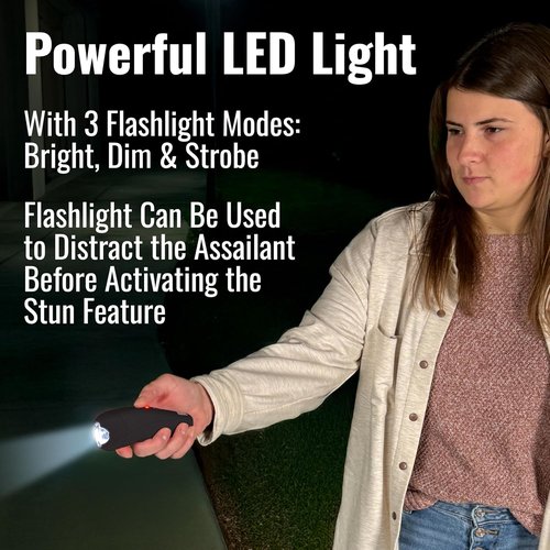 Mace Stun Gun for Self Defense - Rechargeable, Bright LED Light, High Voltage, Self Defense for Men & Women