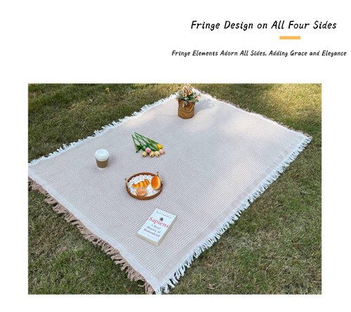 Mrchrogge Extra Large Picnic Outdoor Blanket, 70''x 70'' Foldable Blankets Gingham Zuktcr Picnic Mat for Beach, Camping Grass Lawn (Khaki)