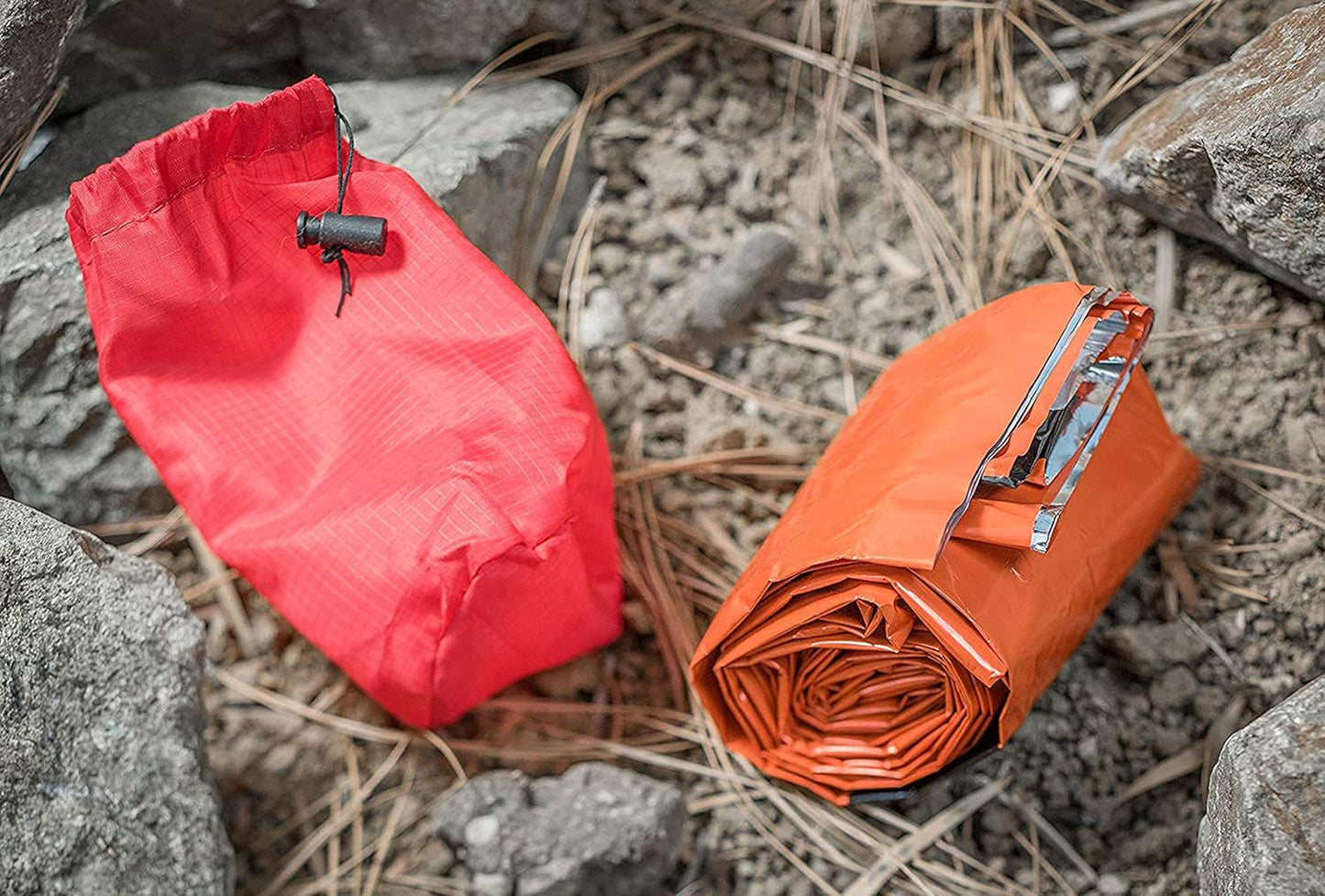 SE Survivor Series Orange Emergency Sleeping Bags with Drawstring Carrying Bags (2-Pack) - EB122OR-2