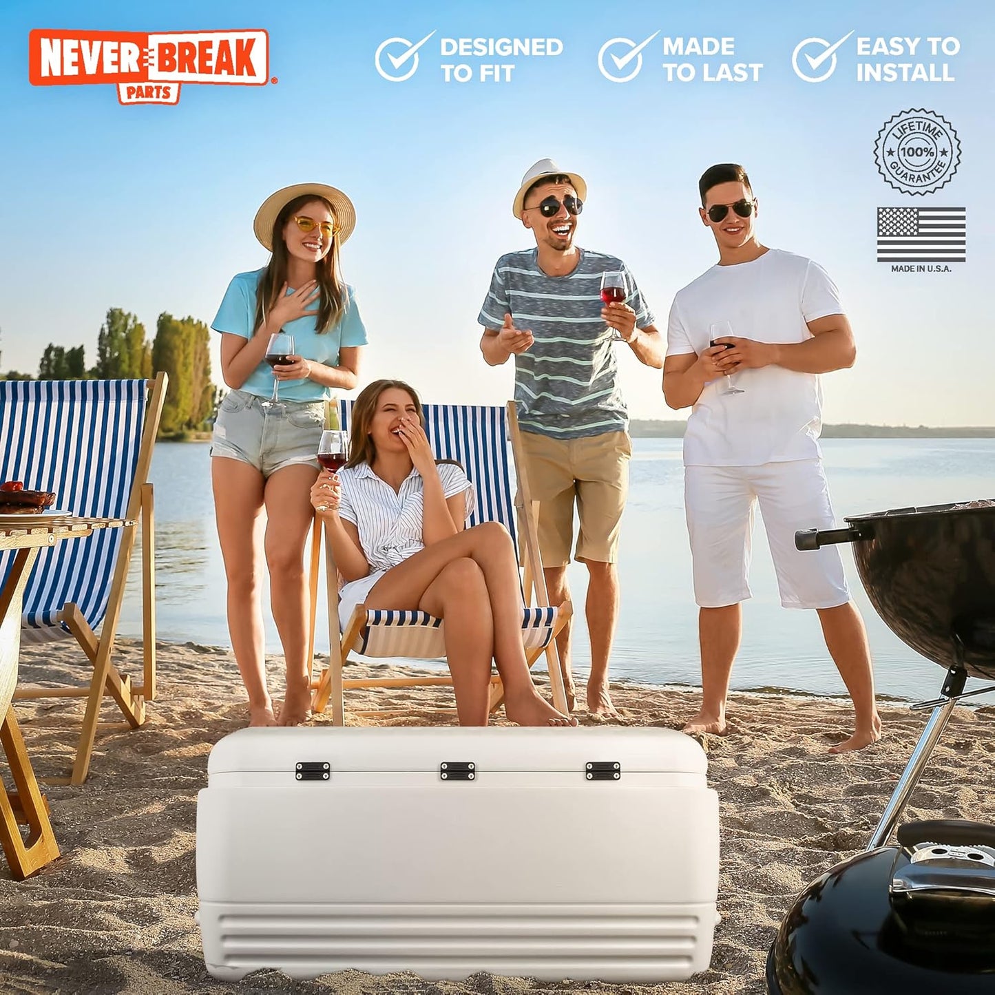NeverBreak Parts - 3 Pack Igloo Cooler Replacement Hinges, High Strength Igloo Cooler Replacement Parts, Flexible Igloo Cooler Parts