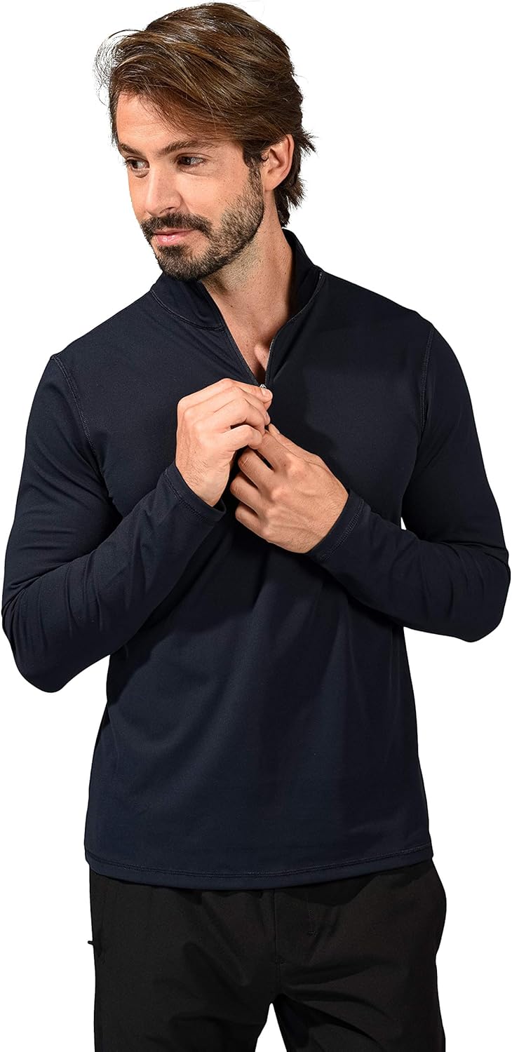 90 Degree By Reflex Soft Half Zip Pullover Long Sleeve Workout Running Shirt for Men