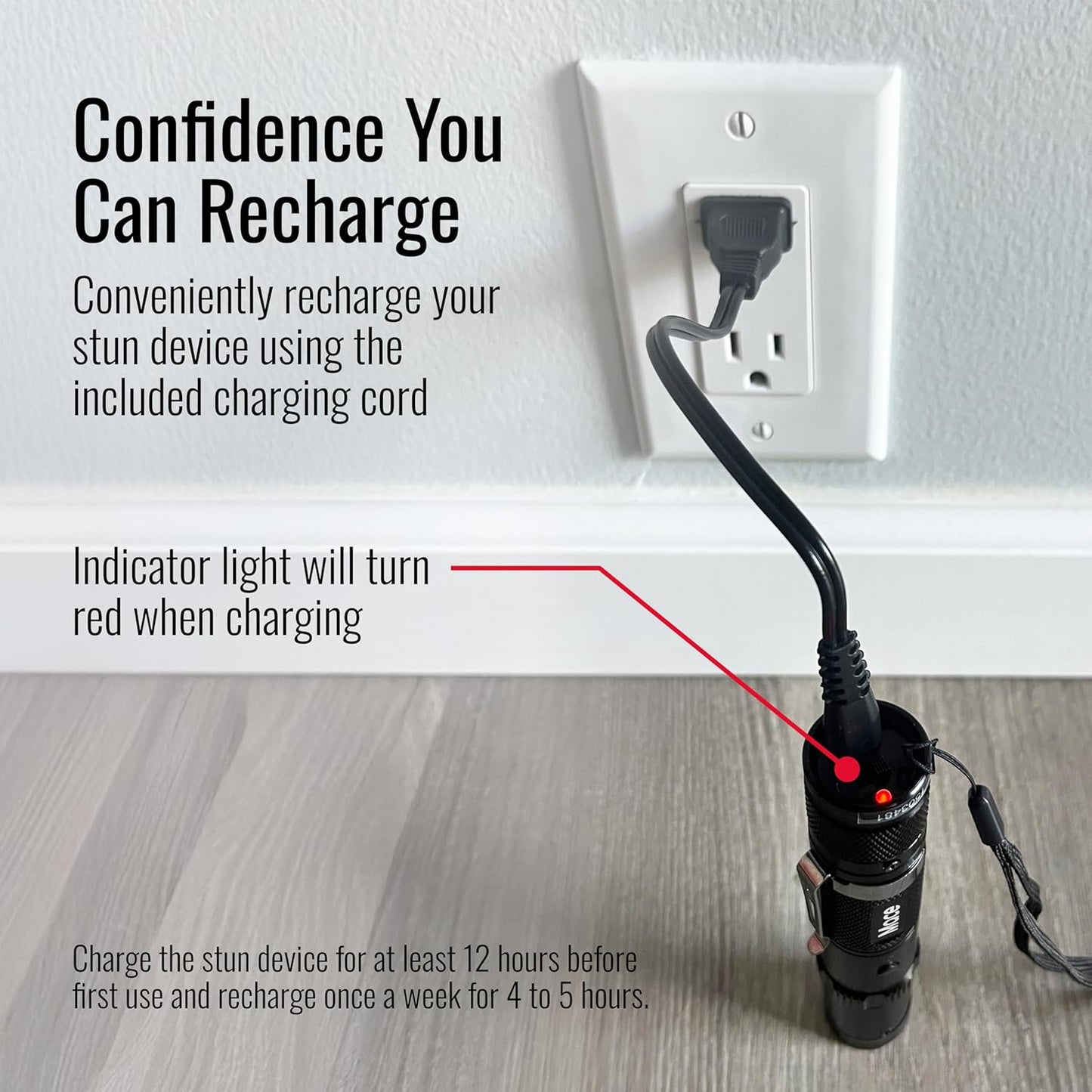 Rechargeable Mace Stun Gun for Self Defense - High Voltage with Bright LED Light