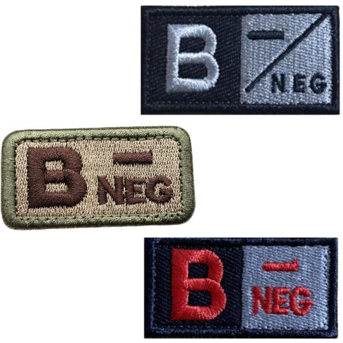 Blood Type Hook and Loop Patches（3pc） - Discover Your Blood Type Easily with This Patch (B-)